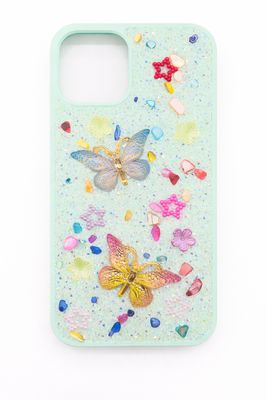 Rain Flower Stone Butterfly Case Iphone 12/12 Pro (Green)