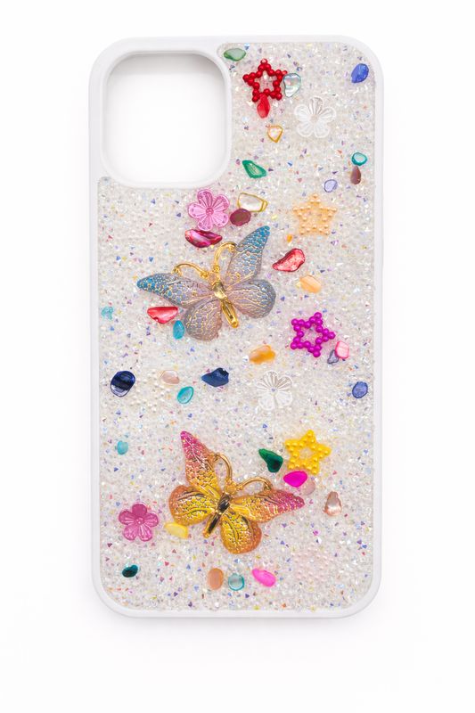 Rain Flower Stone Butterfly Case Iphone 12/12 Pro (White)