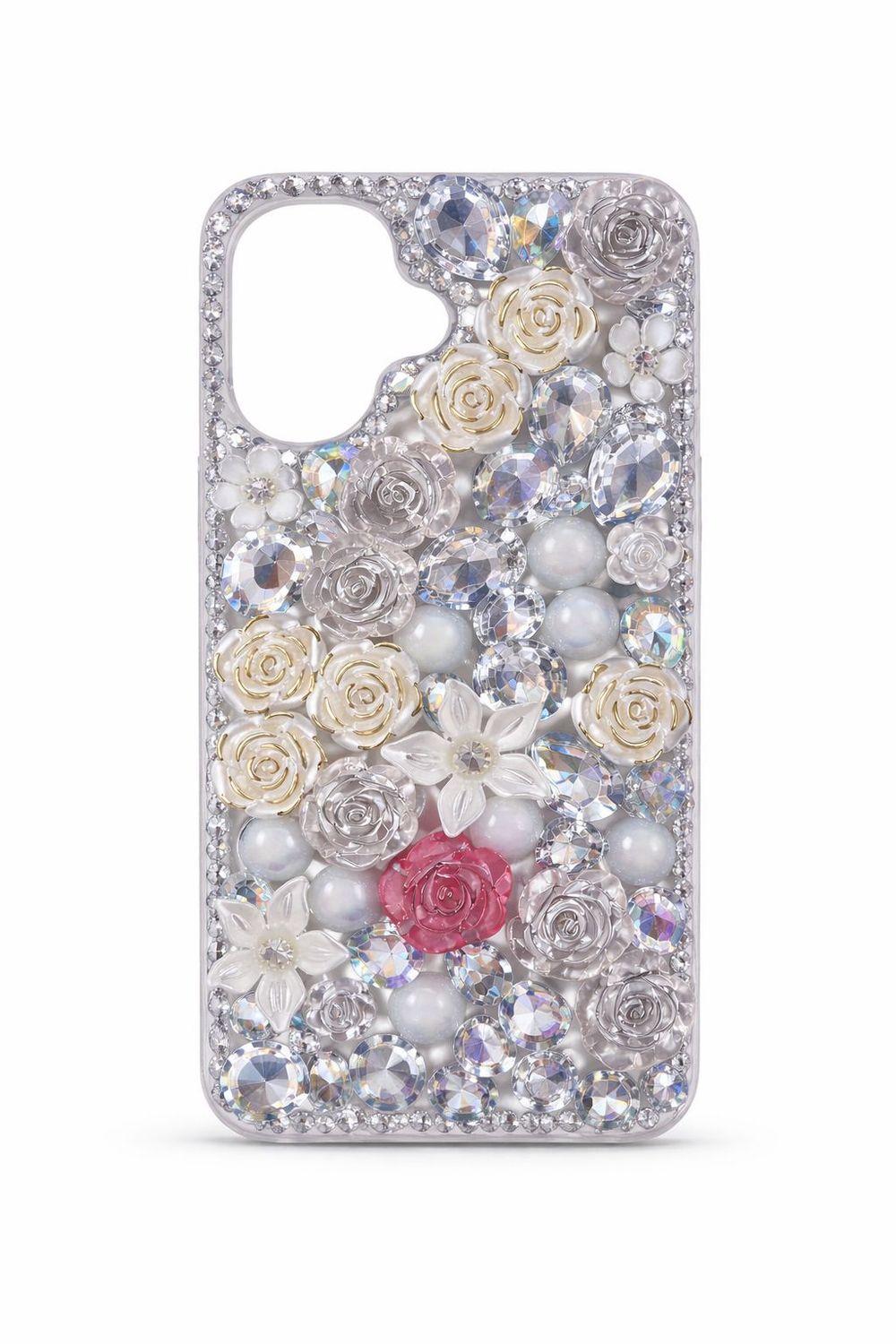 Plum Blossom Diamond Phone Case for Iphone 17- White