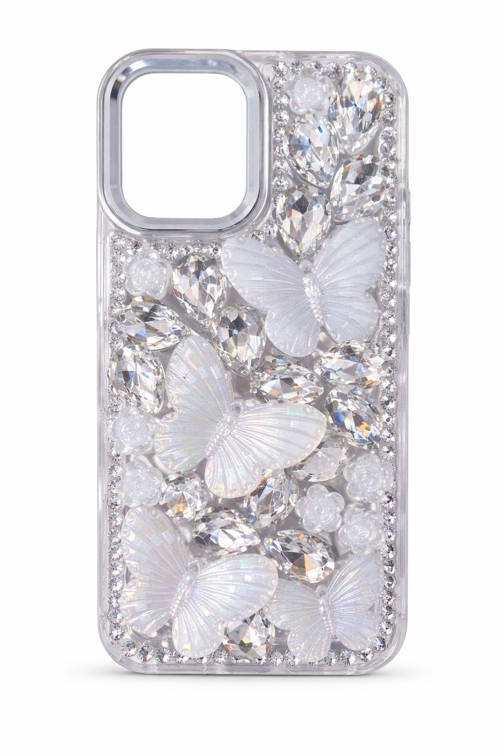 Crystal Hudie Full Diamond Case for Iphone 17-White