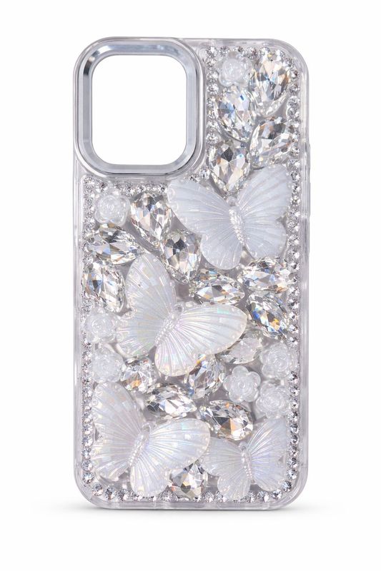 Crystal Hudie Full Diamond Case for Iphone 17-White