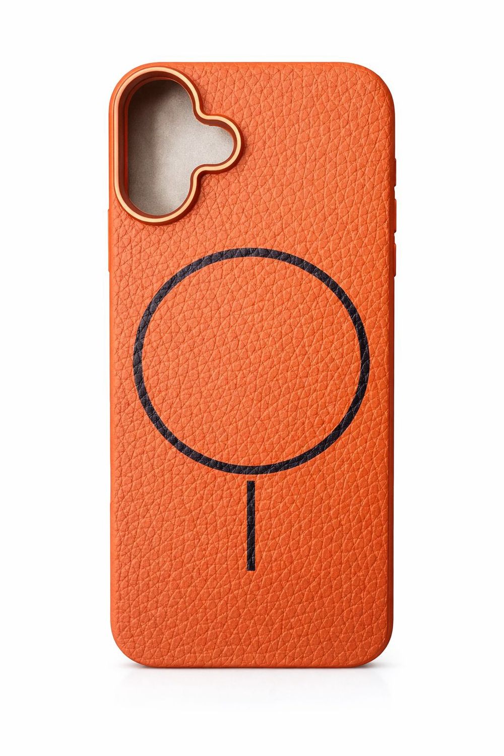 Leather Textured L2 Skin Magnetic Phone Case for Iphone 17- Orange