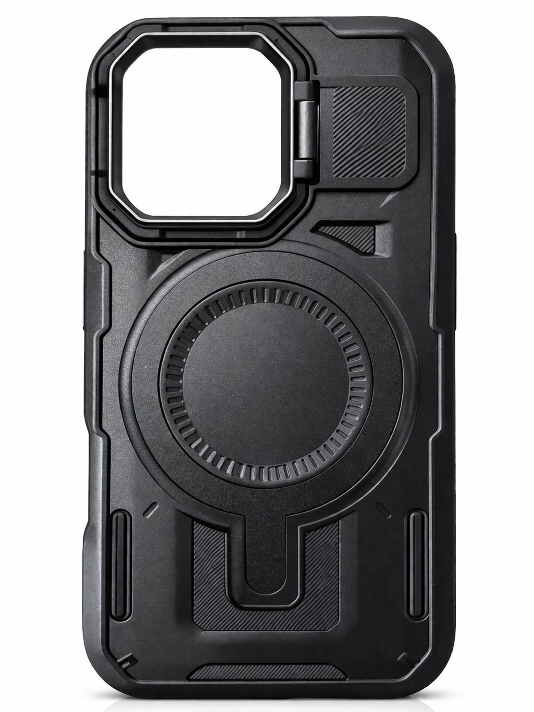 Heavy-Duty CFSD Case with Camera Kickstand Magsafe Compatible Case for Iphone 17-Black