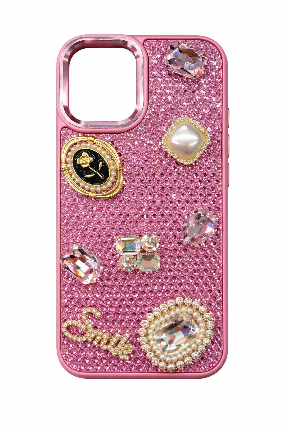 Crystal Mix Accessory Full Diamond Case for Iphone 17-Pink