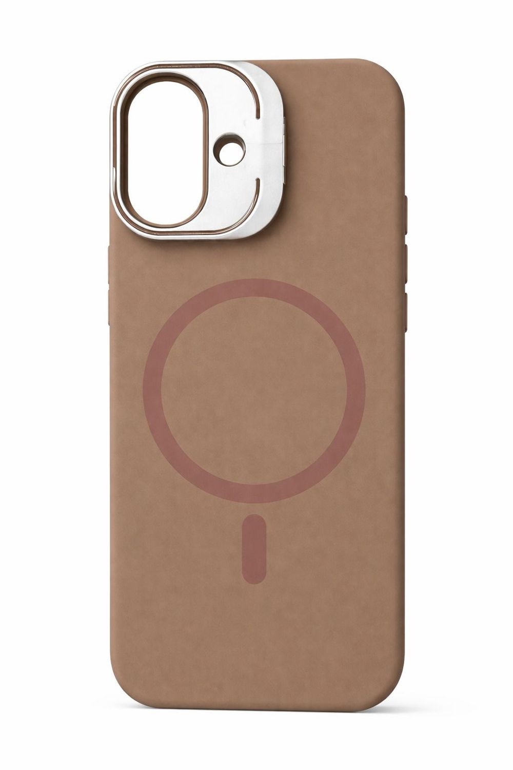 Y1 Silicon Case Magsafe Compatible with Camera Kickstand for Iphone 17- Brown-Beige