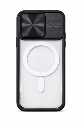 Clear CFMJ Magsafe Case with Camera Slide Cover for Iphone 17-Black Accent