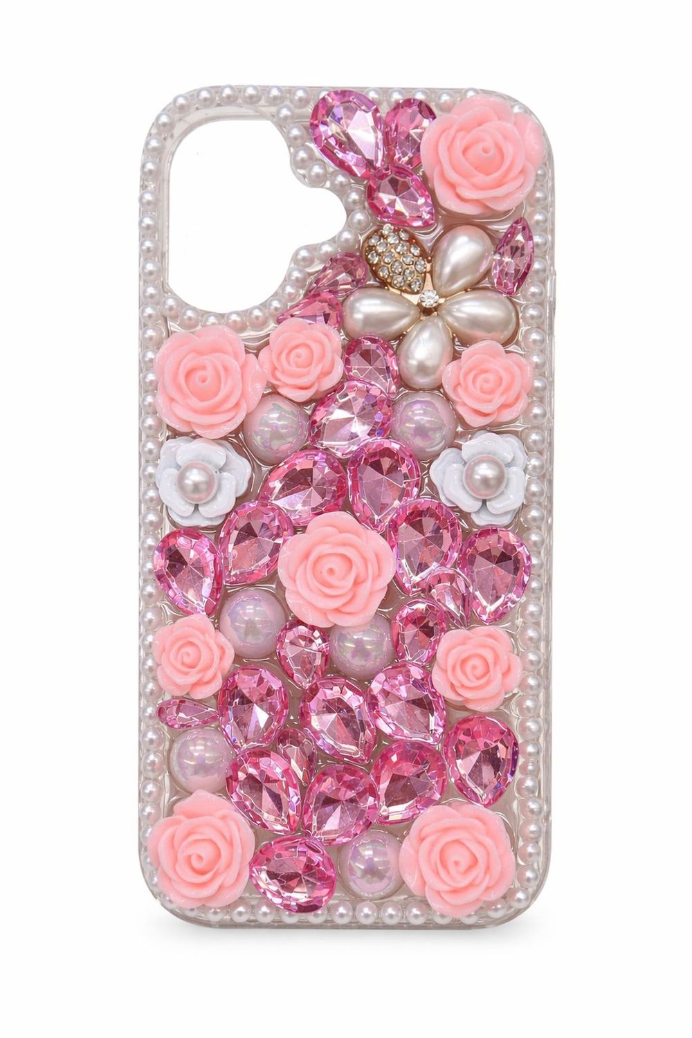 Diamond Pearl Rose Phone Case for Iphone 17-Pink