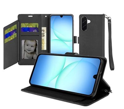 For Samsung A17 5G Wallet ID Card Holder Case Cover - Black
