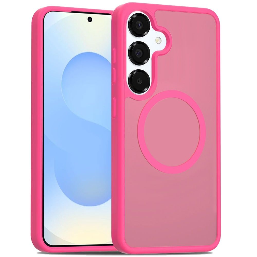 For Samsung s25/s24 [Magnetic Circle] Smooth Safe Matte Feel Hybrid Case - Hot Pink