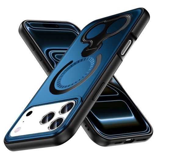 For iPhone 17 Pro Max Car Mount with 2-Ring Stand Hybrid Case - Blue