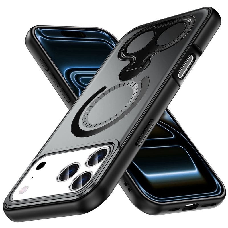 For iPhone 17 Pro Max Car Mount with 2-Ring Stand Hybrid Case - Gray