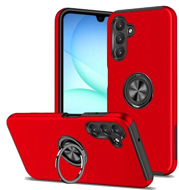 For Samsung A17 5G CHIEF Oil Painted Magnetic Ring Stand Hybrid Case Cover - Red