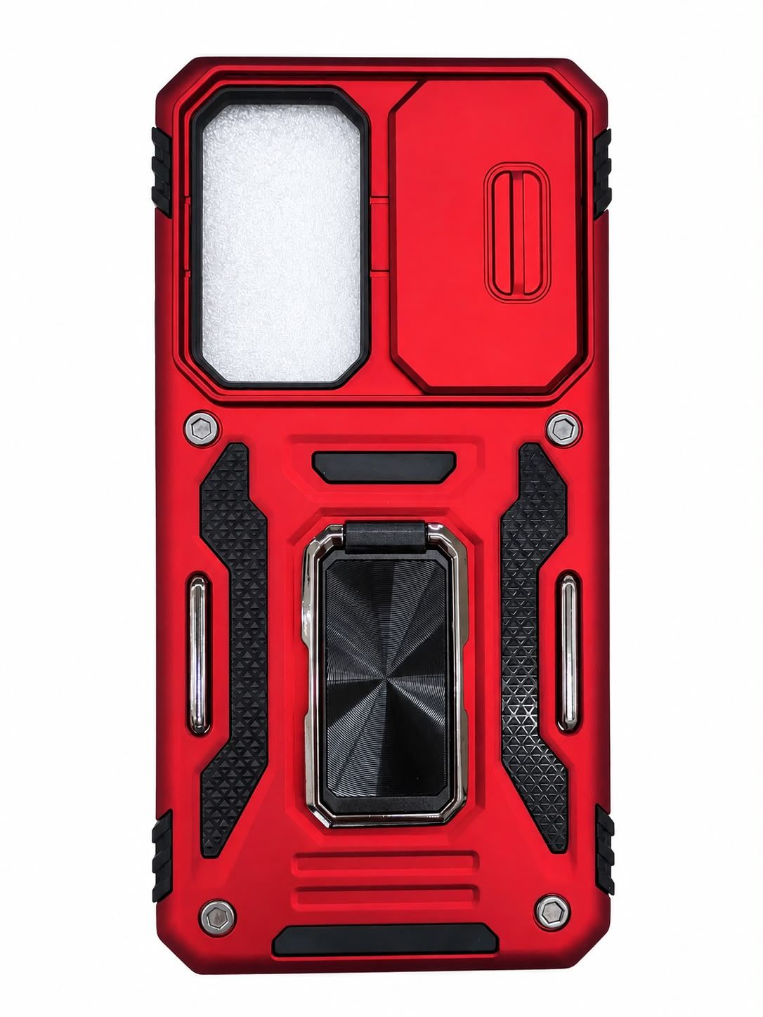 For Samsung s25/s24 Utter Tough Metal Ring Movable Camera Window Hybrid Case Cover - Red