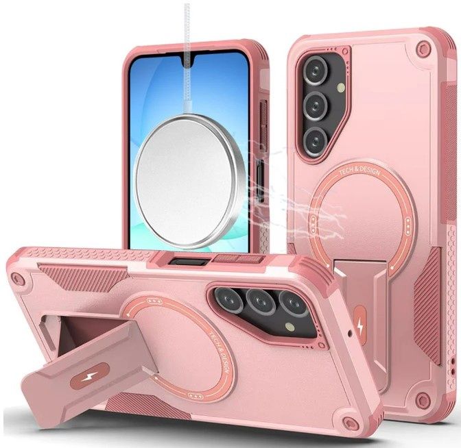 For Samsung A17 5G Sturdy Bracket Kickstand Magnetic Hybrid - Pink