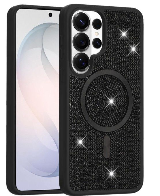 For Samsung s26 Ultra Diamond [Magnetic Circle] with CD Pattern Hybrid - Black
