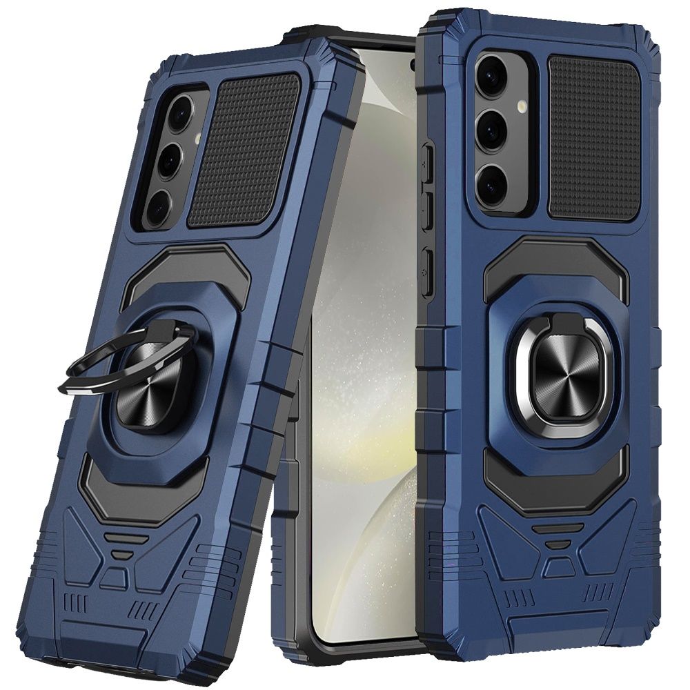 For Samsung s25/s24 Robotic Hybrid with Magnetic Ring Stand Case Cover - Dark Blue