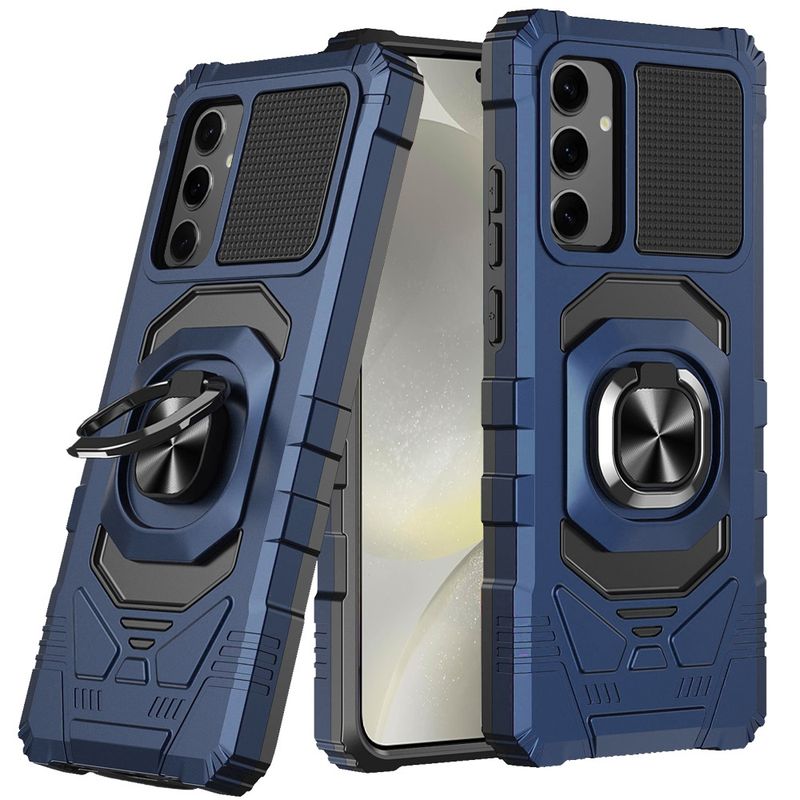 For Samsung s25/s24 Robotic Hybrid with Magnetic Ring Stand Case Cover - Dark Blue