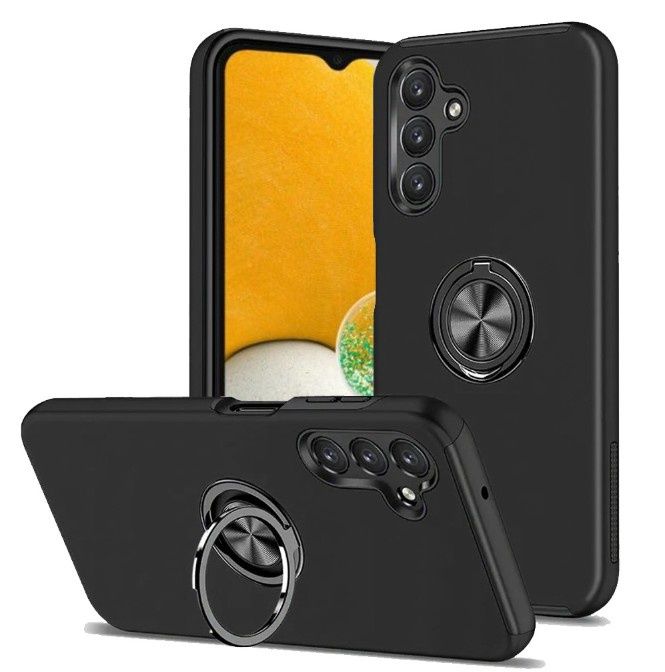 For Samsung A17 5G CHIEF Oil Painted Magnetic Ring Stand Hybrid Case Cover - Black