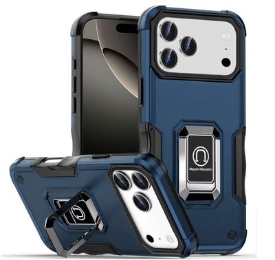 For iPhone 17 Pro OPTIMUM Magnetic Ring Stand Hybrid Case Cover - Blue