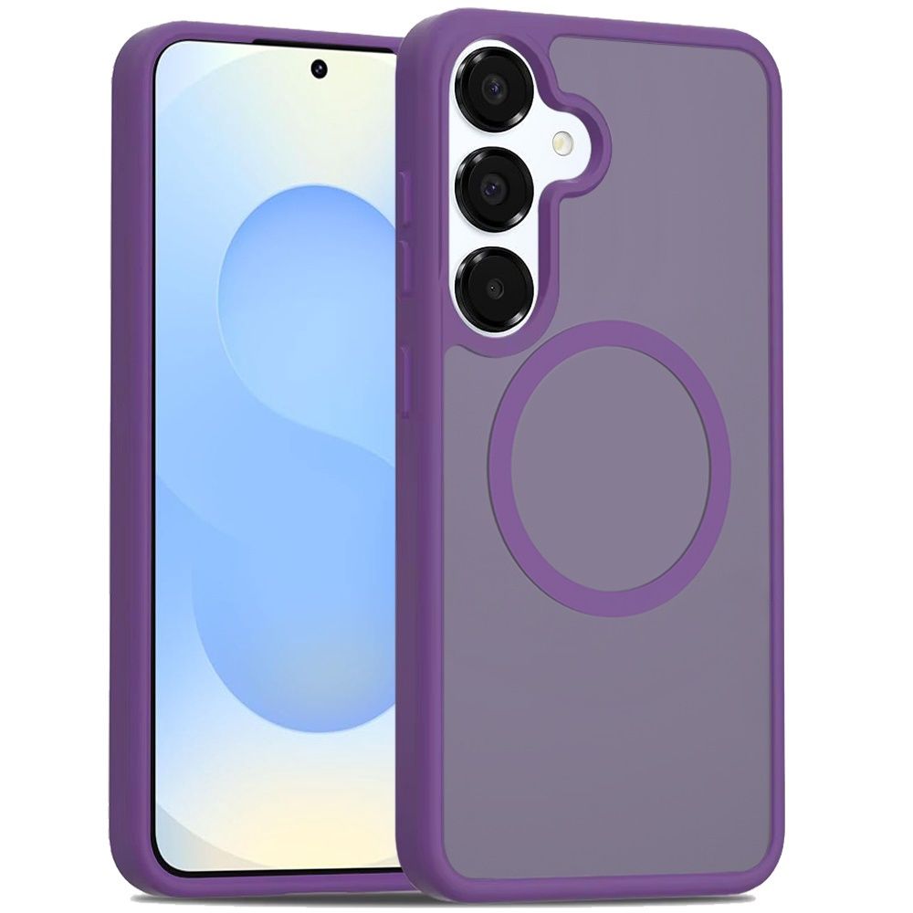 For Samsung s25/s24 [Magnetic Circle] Smooth Safe Matte Feel Hybrid Case - Dark Purple