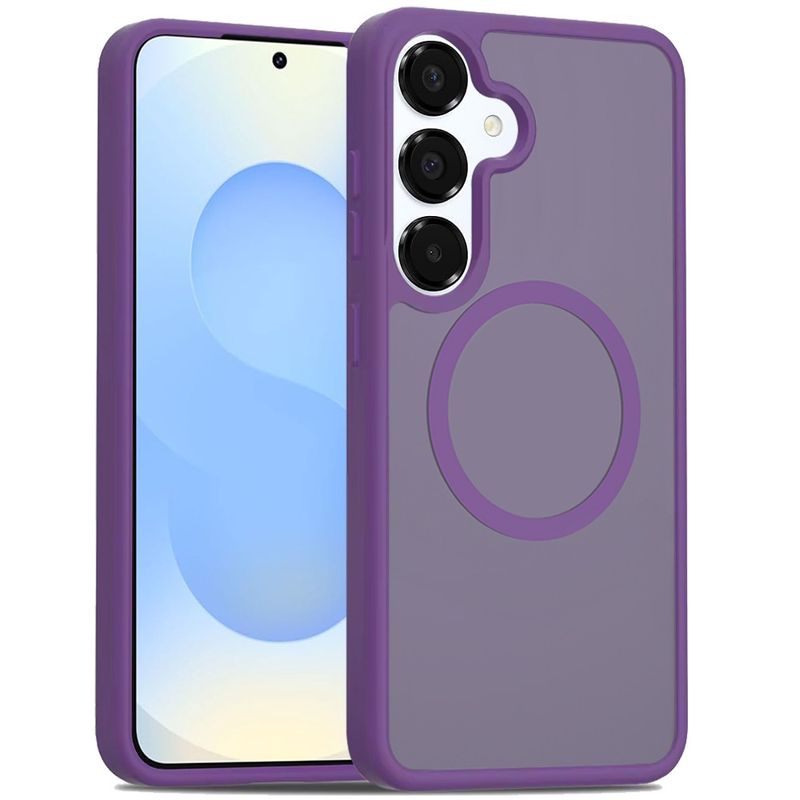 For Samsung s25/s24 [Magnetic Circle] Smooth Safe Matte Feel Hybrid Case - Dark Purple