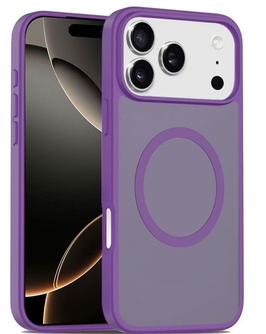 For iPhone 17 Pro [Magnetic Circle] Smooth Safe Matte Feel Hybrid Case - Dark Purple
