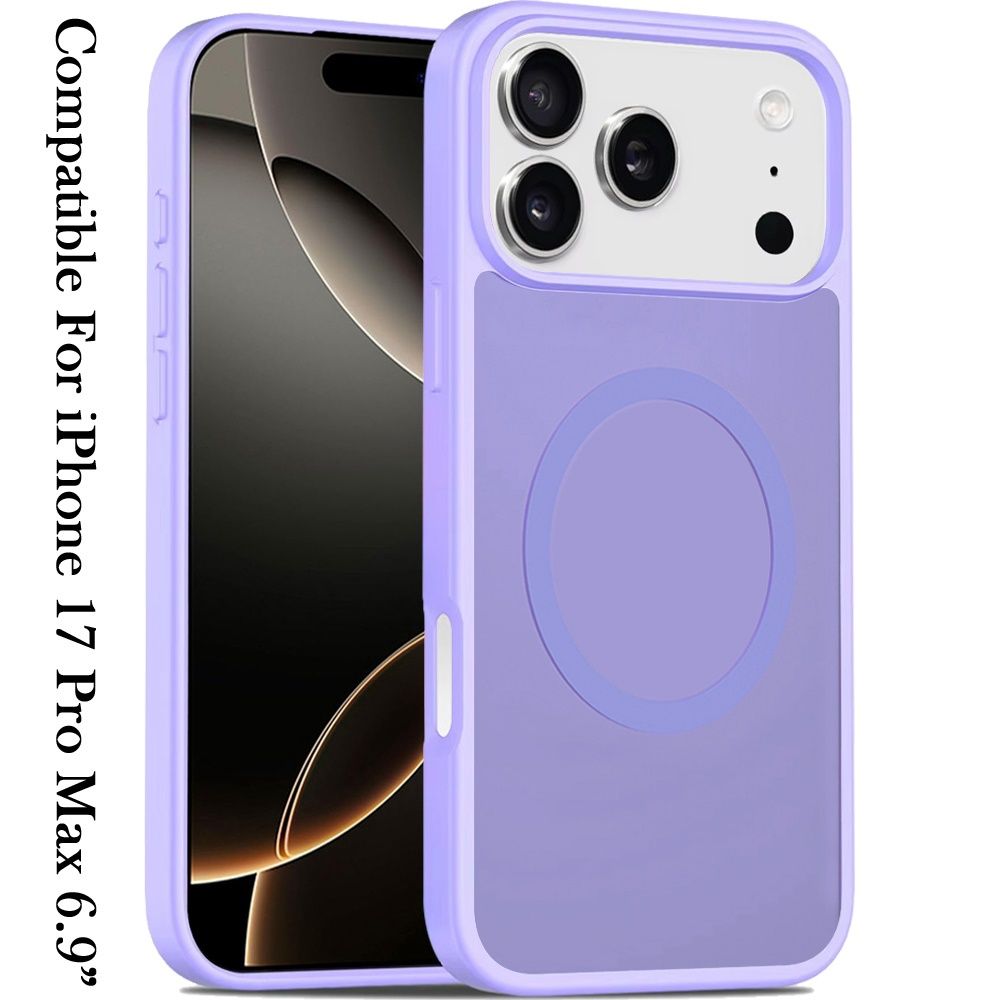 For iPhone 17 Pro Max [Magnetic Circle] Smooth Safe Matte Feel Hybrid Case - Light Purple