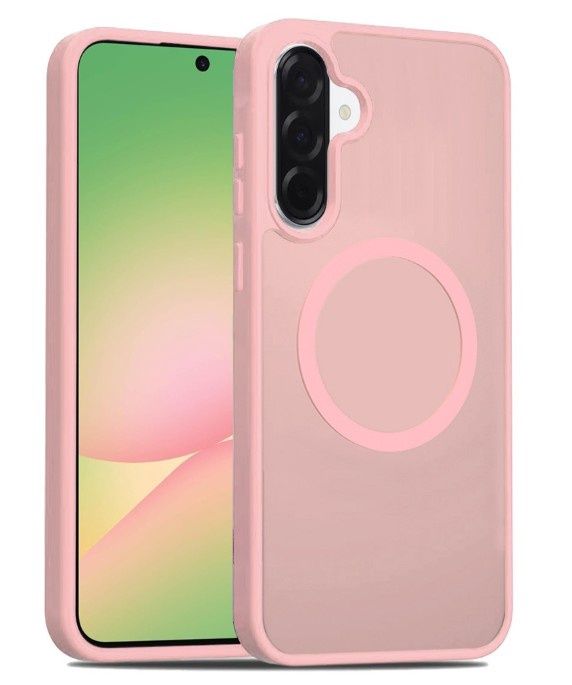 For Samsung A17 5G [Magnetic Circle] Smooth Safe Matte Feel Hybrid Case - Light Pink