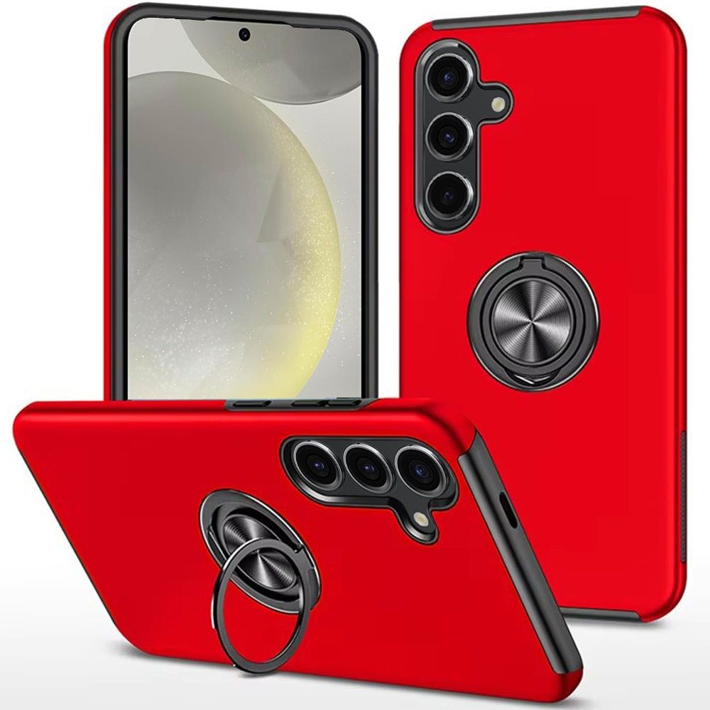 For Samsung s25 Plus/s24 Plus CHIEF Oil Painted Magnetic Ring Stand Hybrid Case Cover - Red
