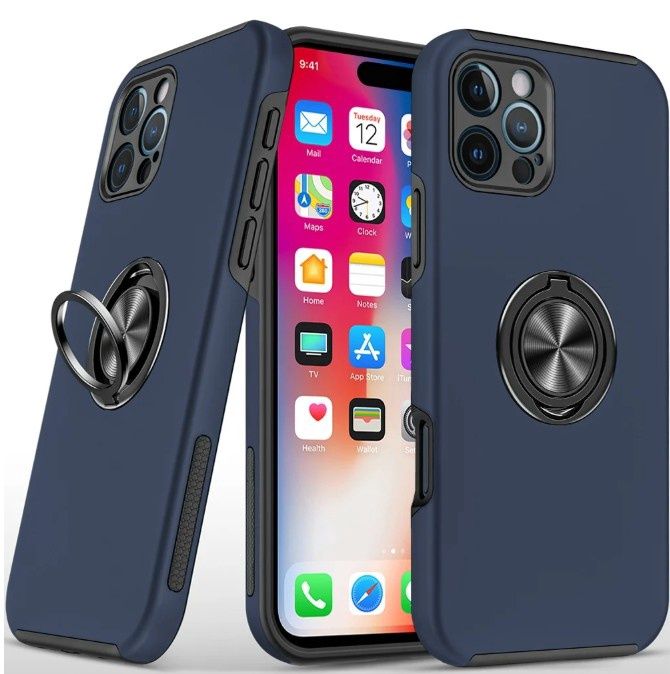 Chief Oil Painted Magnetic Ring Stand Hybrid Case For Iphone 16 Pro 6.3 inch - Dark Blue