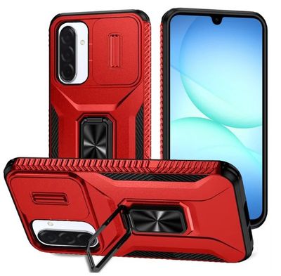 For Samsung A17 5G Complete Magnetic Metal Ring Stand Camera Protection Hybrid - Red