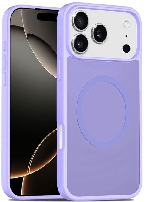 For iPhone 17 Pro [Magnetic Circle] Smooth Safe Matte Feel Hybrid Case - Light Purple