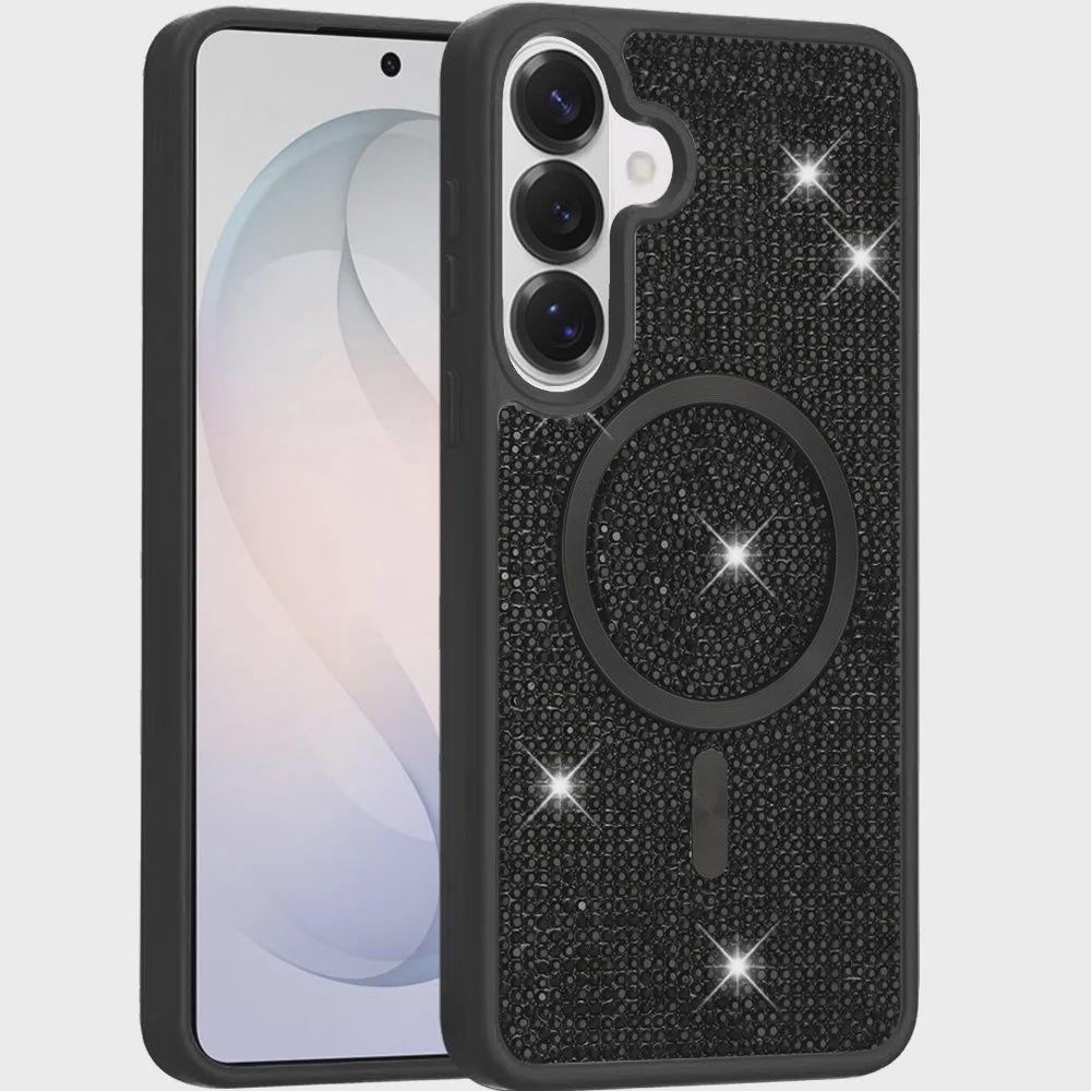For Samsung s26 Edge Diamond [Magnetic Circle] with CD Pattern Hybrid - Black