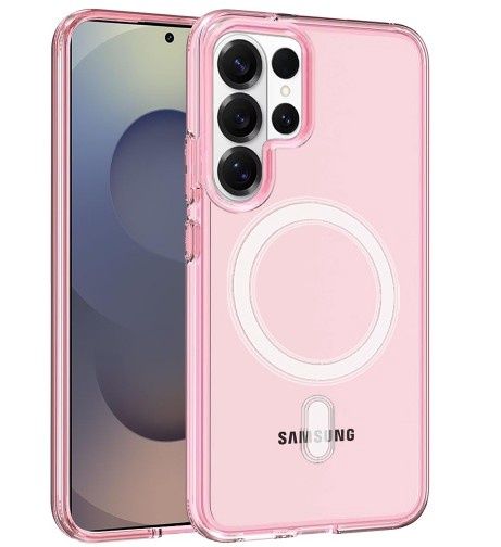 For Samsung s26 Ultra Sturdy Ultra [Magnetic Circle] Thick 3mm Transparent Hybrid - Pink