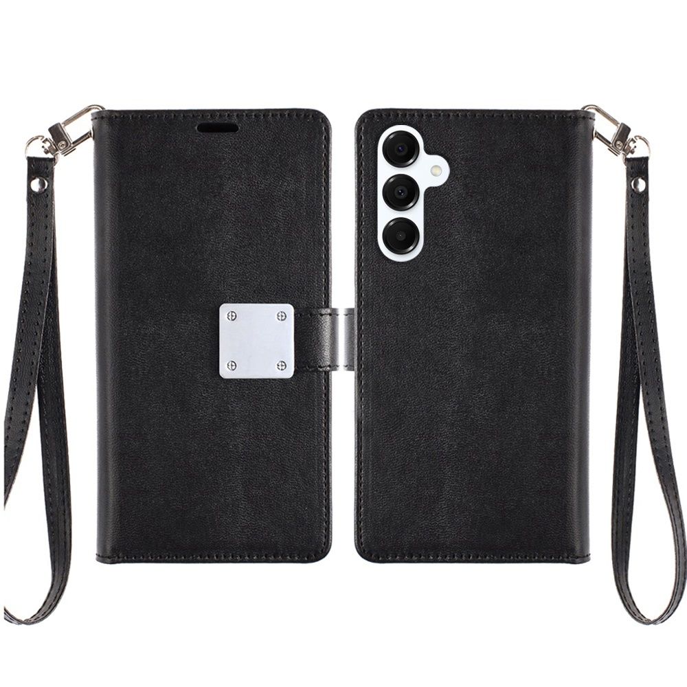 For Samsung s25 Plus/s24 Plus Wallet ID Card Holder Case Cover - Black