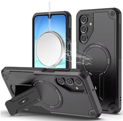 For Samsung A17 5G Sturdy Bracket Kickstand Magnetic Hybrid - Black