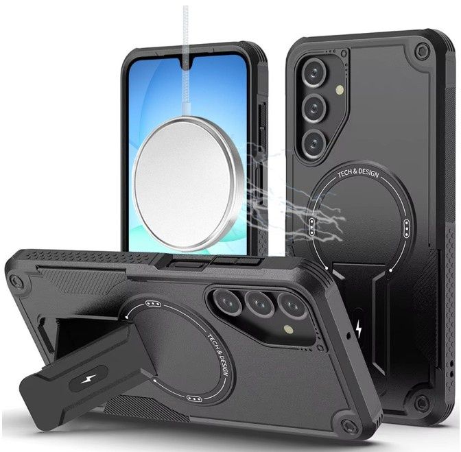For Samsung A17 5G Sturdy Bracket Kickstand Magnetic Hybrid - Black
