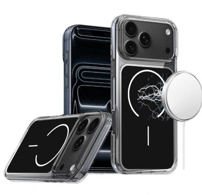 For iPhone 17 Pro Metallic Transparent Magnetic Hybrid Case - Black