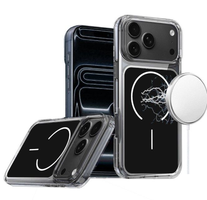 For iPhone 17 Pro Metallic Transparent Magnetic Hybrid Case - Black