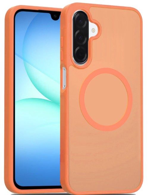 For Samsung A17 5G [Magnetic Circle] Smooth Safe Matte Feel Hybrid Case - Cosmic Orange