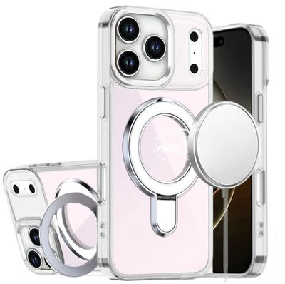 For iPhone 17 Pro CHROME HQ Rotational Magnetic Ring Hybrid - Clear