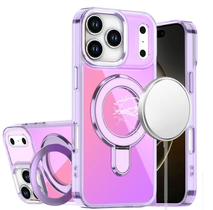 For iPhone 17 Pro CHROME HQ Rotational Magnetic Ring Hybrid - Light Purple