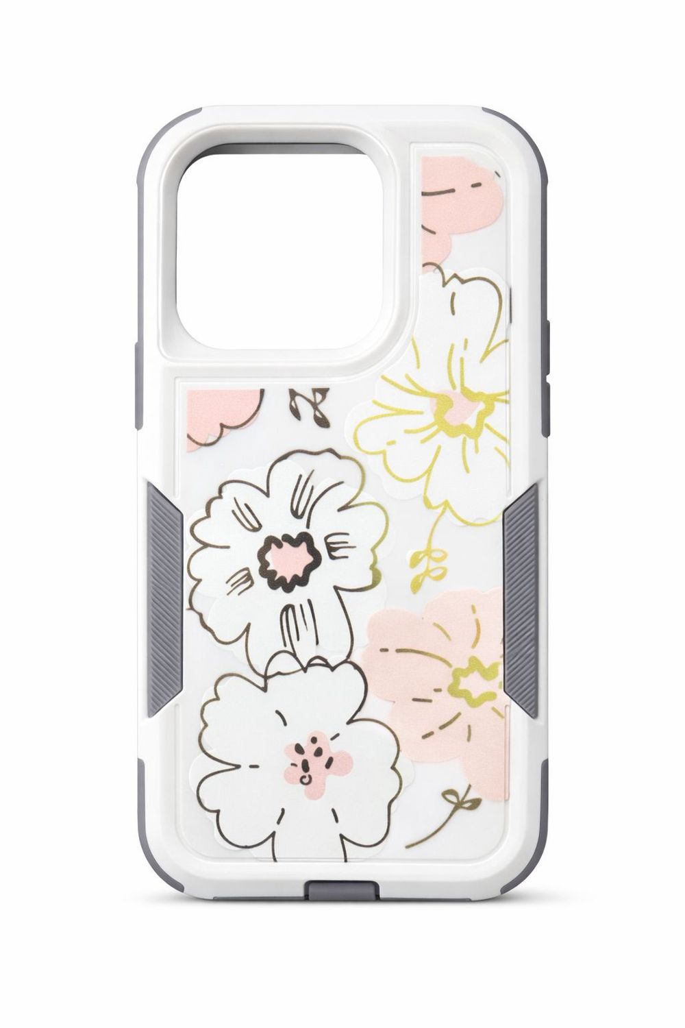 QH 2 in 1 Artist Accept Customize Case for Iphone 15 pro- White and Pastel Floral Design