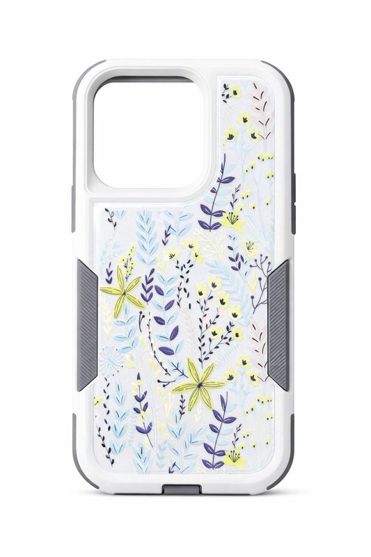 QH 2 in 1 Artist Accept Customize Case for Iphone 15 pro- Cool Toned Floral Design