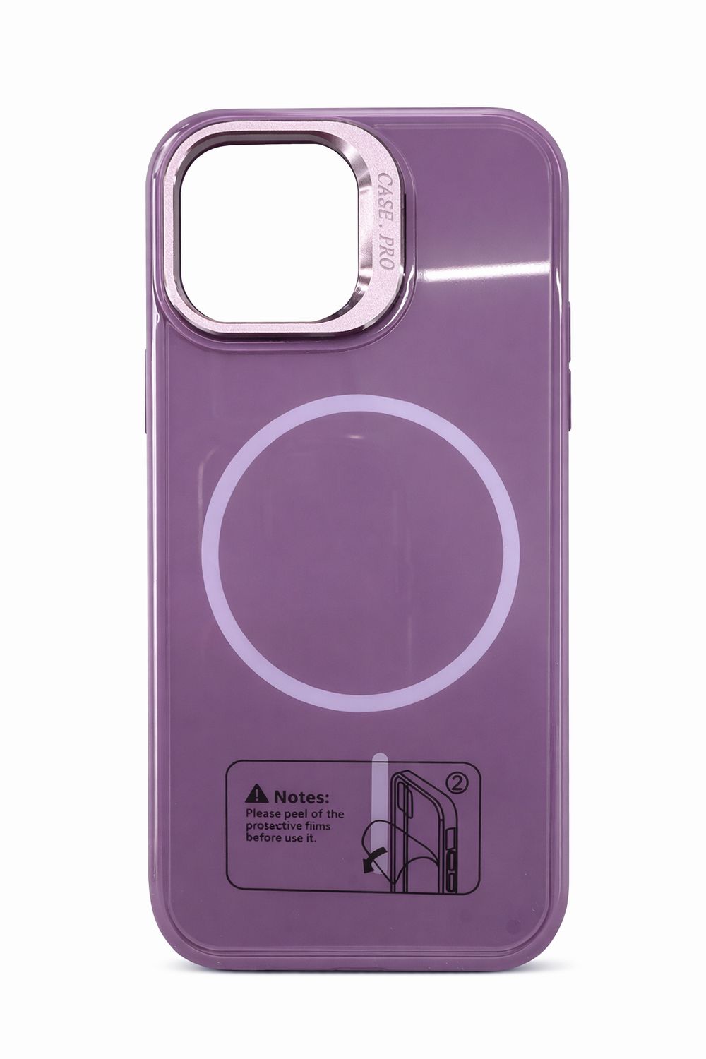 Elegant Magsafe Case with Camera Kickstand for Iphone 15 pro-Frosted Purple