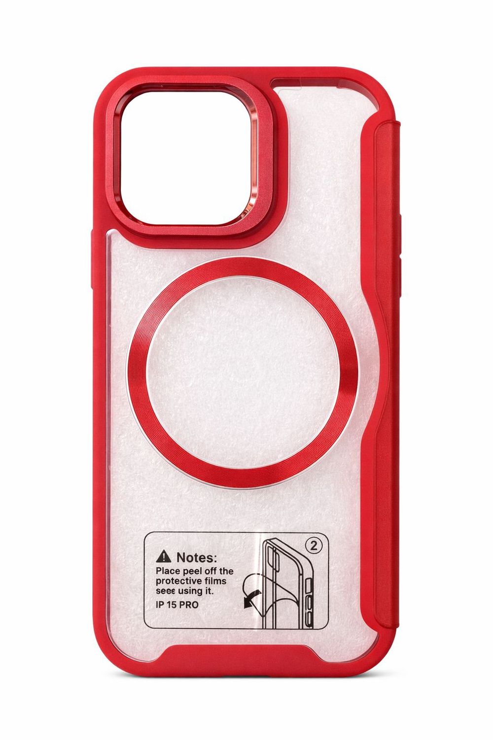 Magsafe Flip Cover Phone Case for Iphone 15 pro-Red
