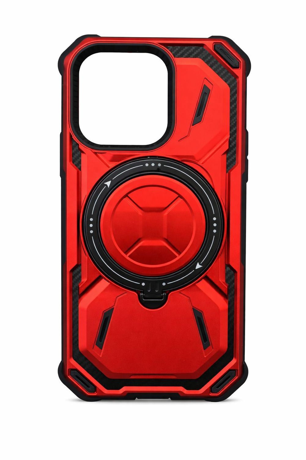Premium Magnetic Circle Kickstand Case for Iphone 15 Pro - Red