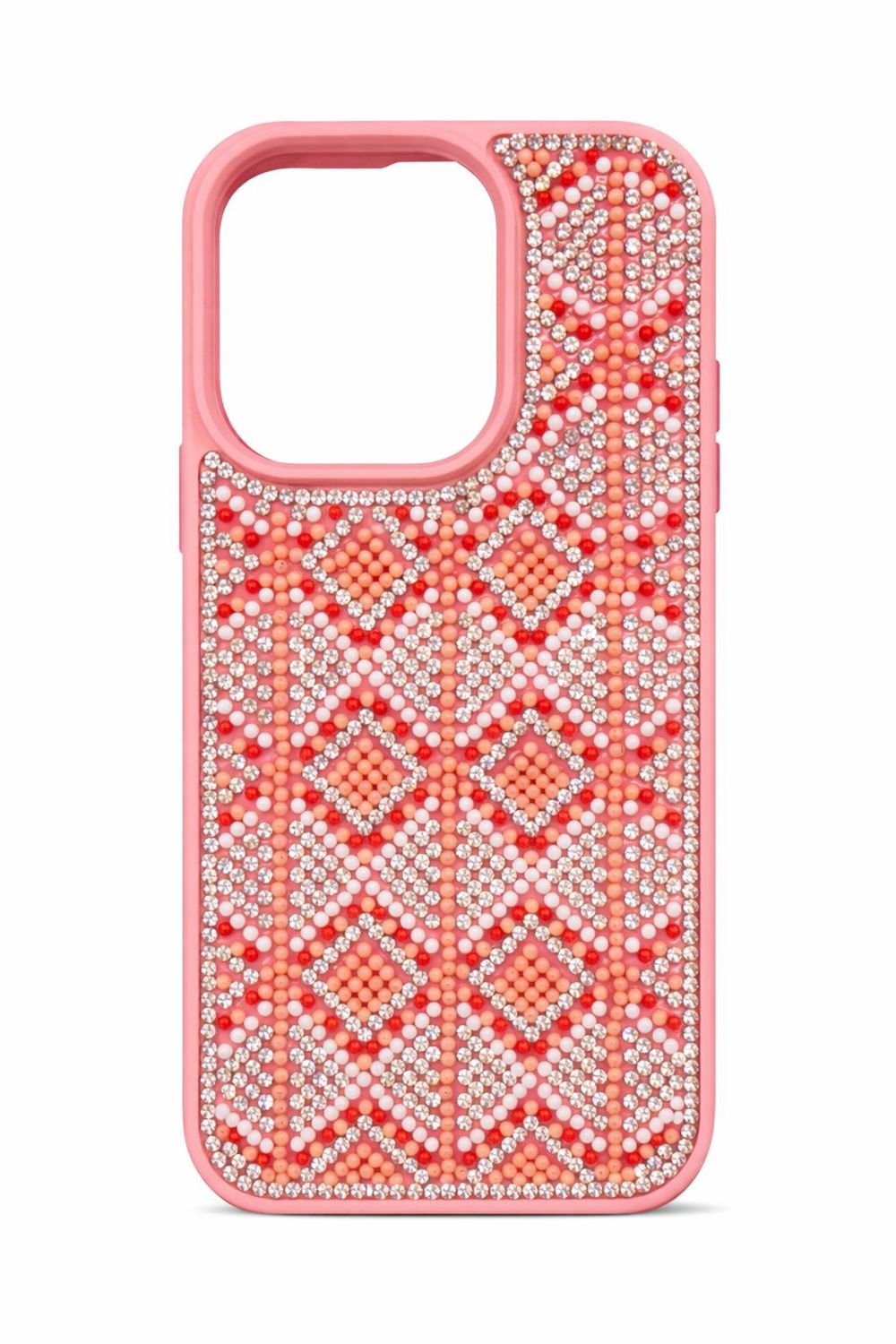 Swaro Star S7 Bling Case for Iphone 15 Pro-Pink and Orange Beads
