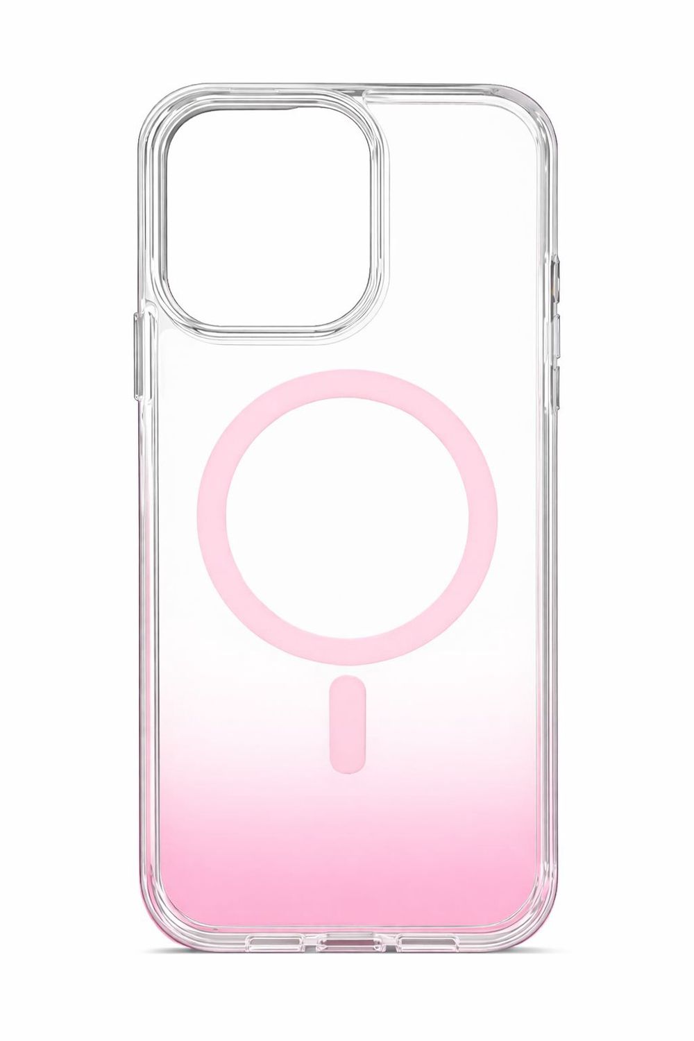 O1 Built-In Magnetic Transparent Ombre Color Case for Iphone 15 Pro Max-Pink