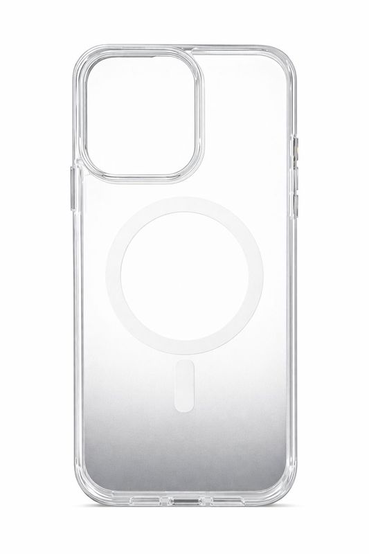 O1 Built-In Magnetic Transparent Ombre Color Case for Iphone 15 Pro Max-Gray